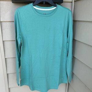 Isaac Mizrahi Live! Women’s Pima Cotton Teal Long Sleeve Top, Size Medium